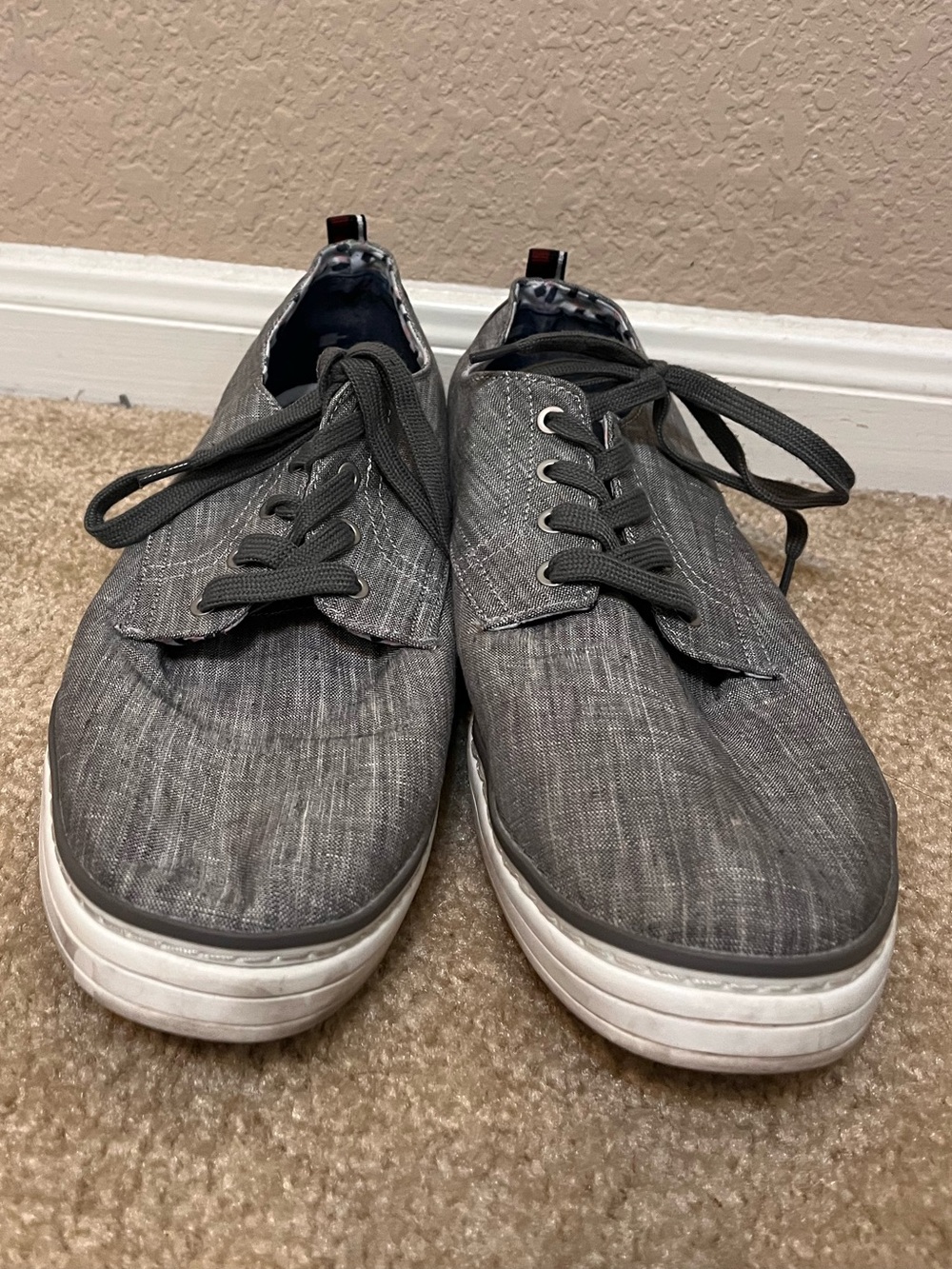 Ben Sherman Gray Canvas Brahma Derby Chambray Casual Sneakers size 13 EUC